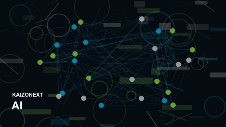 Rete di nodi luminosi che rappresenta strumenti AI per creator